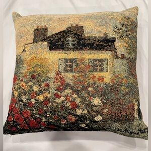Hines of Oxford Monet House Tapestry Toss Pillow British Velvet Backing England